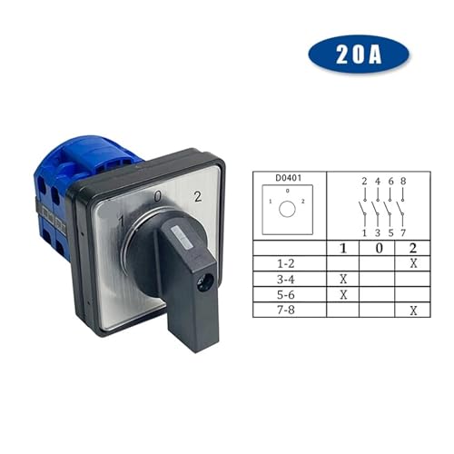Interruptor giratorio LW26-20D0401/2 selector de voltaje de 3 posiciones y 2 polos 20A 2
