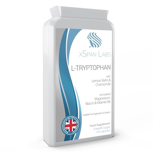 L-Tryptophan Sleep Complex with Lemon Balm & Chamomile Enhanced with Magnesium Niacin & Vitamin B6 - Natural Night Complex Alternative to Melatonin - 120 Capsules (4-Month Supply) - Made in the UK