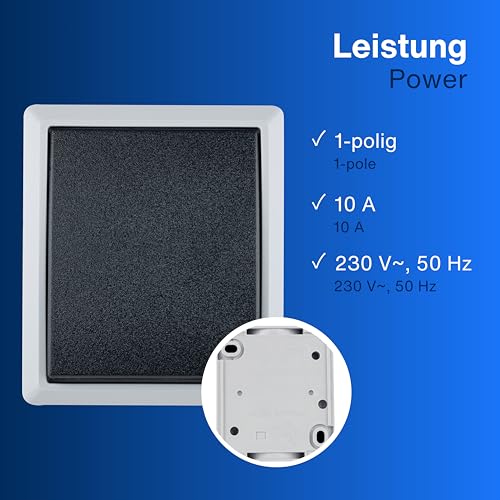 REV AquaForm, Ausschalter - Wechselschalter Feuchtraum IP44, Aufputz, grau