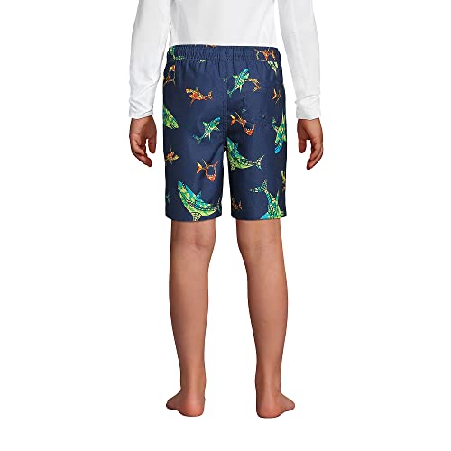 Lands' End B Swim Trunks Deep Sea Navy Tie Dye Sharks Kids Husky X-Large #TOP2
