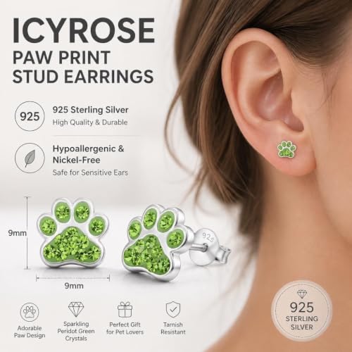 Image of 925 Sterling Silver Paw Print Stud Earrings (Choose Your Style) (Nickel Free)