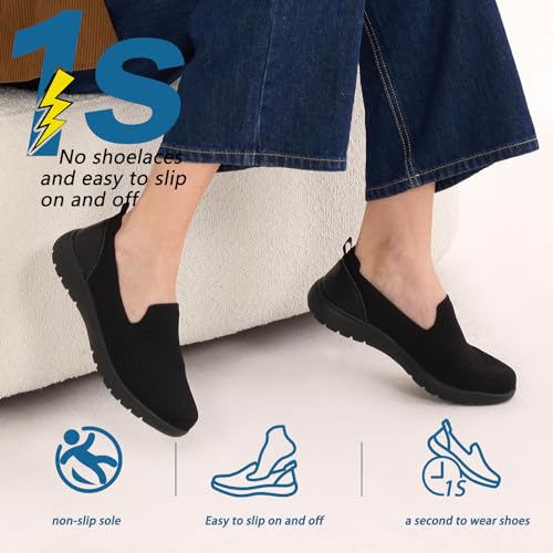 Image of Buyrew Loafers for Women - Comfortable Mesh Knit Slip On Walking Shoes with Arch Support - Dressy Business Casual Work Flats for Standing All Day - Lightweight Breathable Penny Loafers