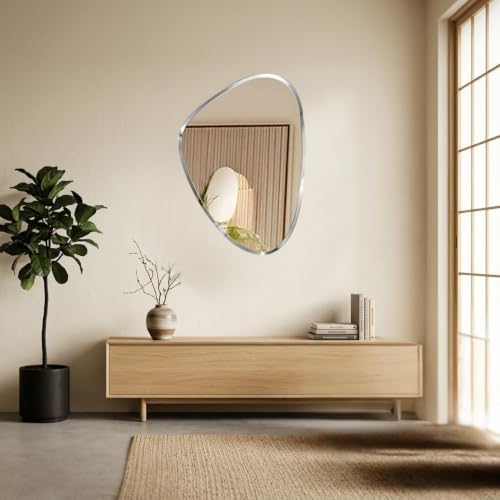 Image of Creative Arts n Frames 8x12 inch 5mm Thick Beveled Smooth Edges Frameless Wall Mount HD Mirror Home Office Hotel Decor for Living Restroom Bedroom Bathroom (Irregular Shape 8x12 inch HD Mirror)
