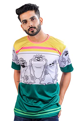 Image of HARPITA Men's Round Neck Half Sleeve Slim Fit Digital Printed Lycra T-Shirt