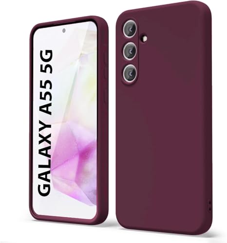 Image of DIZORO Microfiber Candy Case Compatible for Samsung A55 Smooth Touch Cushion Liquid Soft Silicone Gel Rubber Phone Cases Non-Slip Full Body Protective Back Cover (Wine)