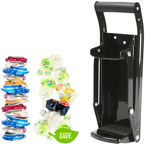 Heavy-Duty Can Crusher for Beer 16oz/500ml – Wall Mounted Recycling Tool with Built-in Bottle Opener, Non-Slip Rubber Grip Handle, Easy Installation, Ideal for Crushing Aluminum Cans