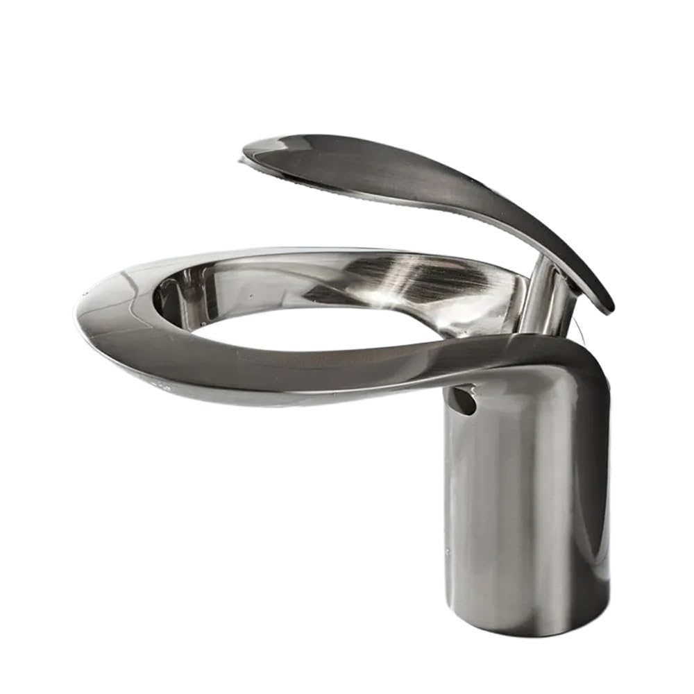 Blyqxs Nickel Brass Waterfall Bathroom Sink Faucet Hot And Cold Sink Vanity Bathroom Cabinet W3043(Nickel)