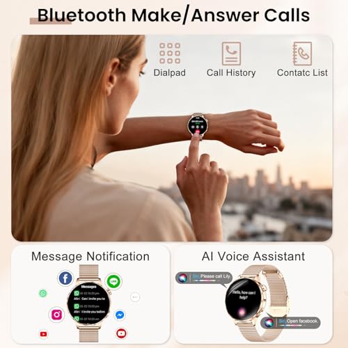 Image of Smart Watches for Women, 1.27'' Smartwatches (Answer /Make Calls) Compatible with iPhone /Android Phones, IP68 Waterproof Fitness Tracker Watch with Sleep Monitor,100+ Sports Modes (Rose Gold)