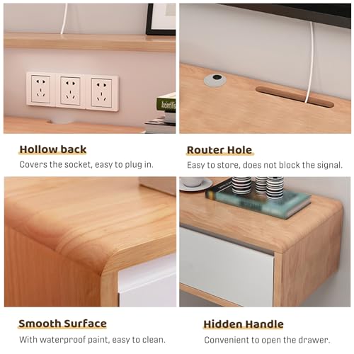 Console multimédia suspendue blanche et étagère de rangement murale premium - 6