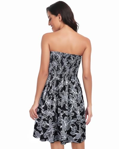 Image of Summer Dress for Women Beach Boho Strapless Cover Ups Off Shoulder Floral Sundresses