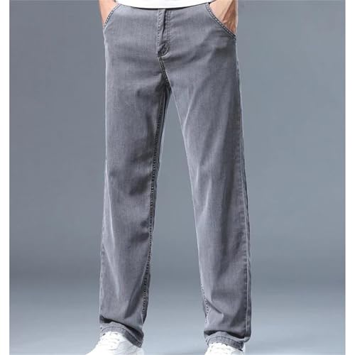 Men's Spring Fall Jeans – Thin Loose Straight Denim Pants, Soft Draped Business Casual Trousers4