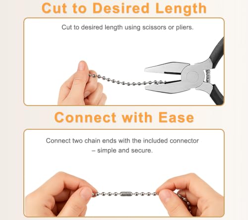 Image of 240 inch Ceiling Fan Pull Chain Extender - Stainless Steel Ball Chain