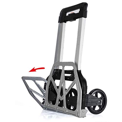 WLKINF Einkaufstrolley, Trolley, Auto, zusammenklappbar, tragbar, Auto, Aluminiumlegierung, Push-Auto, schwerer King-Anhänger, Handhabung von Einkaufswagen (schwarz plus Tasche) – Bild 6