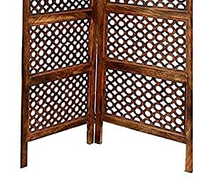 Image of Wooden Room Partition /Screen /Room Divider /Room Separator Traditional Handicrafts 6Ft (Dark Brown) (Ring 2 Panel)