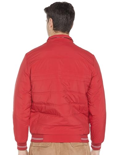 Image of Qube By Fort Collins Men's Nylon Standard Length Regular Fit Quilted Bomber Jacket with Detachable Hood - Winter Warm, Insulated Lining, Ribbed Cuffs, and Stylish Design