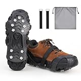 JISONCASE アイゼン チェーンスパイク 11本爪 滑り止め スノースパイク 転倒防止 取り付け簡単 収納袋付き 脱落防止ベルト付き 様々な靴適応 スノーアイゼン軽量 釣り 登山 雪山 トレッキング 雪道/凍結道路用 男女兼用 (Ｌ)