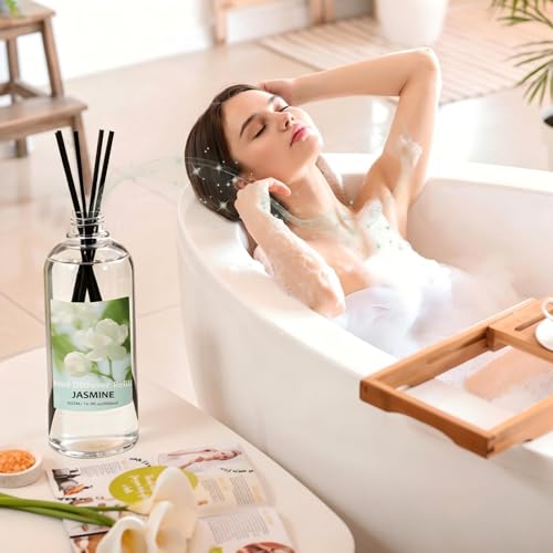 Image of STRN Reed Diffuser Refill, Jasmine Scent Diffuser 500ml | 16.9 oz with 6 Reed Sticks, Room Fresheners for Home, Long-Lasting Summer Fragrance for Living Room, Bedroom, Office, Home Decor