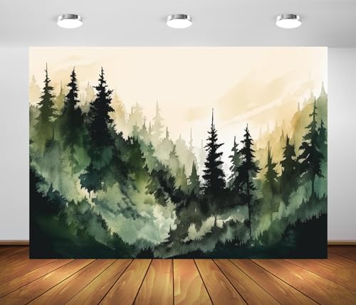 Fondo Fotográfico Tela 5x3FT Bosque Acuarela BELECO miniatura 1