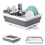 Collapsible Dish Drying Rack Portable Dinnerware Drainer Organizer for Kitchen RV Campers Travel Trailer Space Saving Kitchen Storage Tray