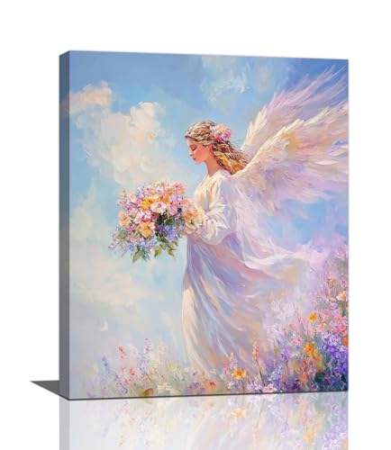 Trulave Angel Wings Wall Art Angel Girl Canvas Pictures Wall Decor 20x16