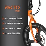 PACTO Two Klapprad 20 Zoll mit Schnelles Faltsystem (10 Sek), Aluminiumrahmen, Leichtgewicht (13KG...