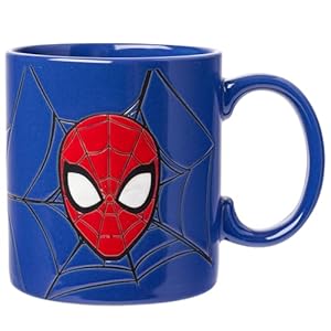 Silver Buffalo Marvel Comics Spiderman Wax Resist Ceramic Mug, 20 Ounces, Blue/Multi, 20oz