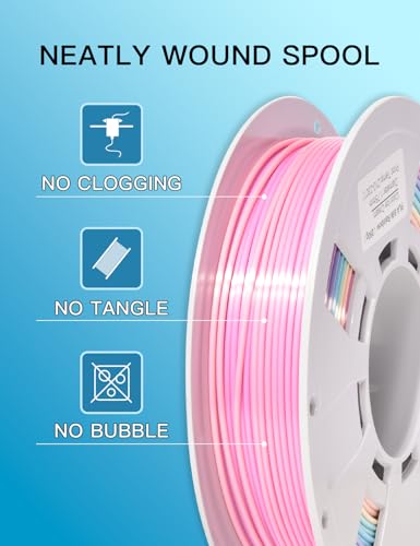 Image of PINBALL Silk Rainbow & Crystal Rainbow PLA Filament 1.75mm, 3D Printer Filament Fast Color Change, Fit Most FDM Printers, 250g Spool, 4 Rolls