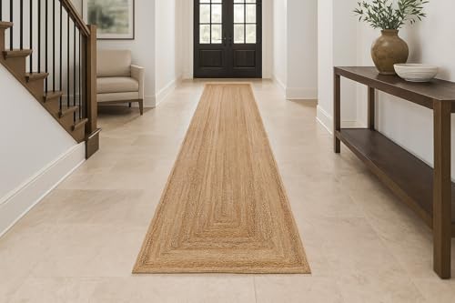 MY-RUG Jute Teppich Läufer 80 x 600 cm | Sisal-Teppich Wohnzimmer | handgewebter Juteteppich | flach gewebter Sisalteppich | Wohnzimmerteppich in Sisal-Optik aus Naturfaser | Neyla beige Natur