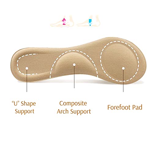Image of CB 4-Pairs of Cloth Surface Sponge Inserts Invisible Slim Insoles Liners, Ball of Foot Pain Relief Cushion, Arch Pain Barefoot Support, 3 /4 Length for Women's Shoes 5-7, Style C, Black