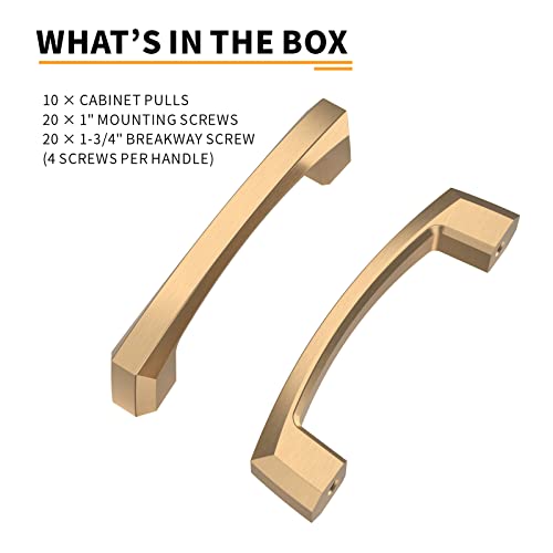 Image of 10 Pack 3 Inch Champagne Bronze Cabinet Pulls - Kitchen Cabinet Handles and Drawer Pulls