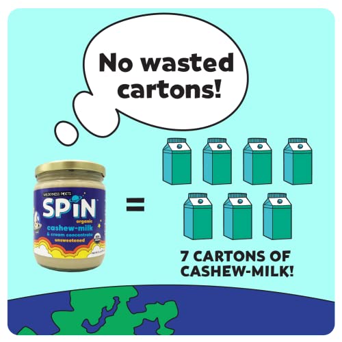 Wilderness Poets Spin, Organic Cashew Cream And Milk Concentrate (Unsweetened) - 28 Servings - Make Cashew Milk, Cashew Cream, Non-Dairy Creamer For Coffee, Tea, Lattes, Smoothies And Vegan Desserts (16 Ounce) #TOP2