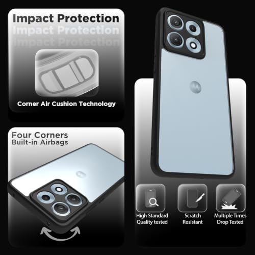 Image of RIGGEAR Shockproof Sleek Hybrid Armor Back Cover Case for Motorola Moto Edge 70 Max 5G (Clear PC + Black TPU Bumper)