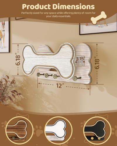 Soporte de correa para perro para pared con estante de cosas 7