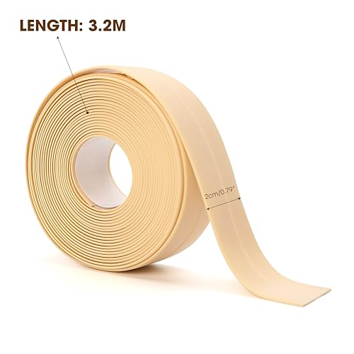 PVC Self-Adhesive Bath & Kitchen Caulk Tape Sealant Strip for Tub and Wall Sealing Shower Tile Sealer ft for Toilet, Walls, Sink, Splash Guard - Caulking Tool, Waterproof Strips Bathroom (1Pc, 3.2M)