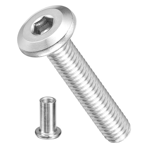 Image of METALLIXITY Crib Screws Replacement Set(M6-1x30mm) 20Pcs, Stainless Steel Connector Bolts M6 Screw Barrel Nuts Binding Screws, for Chair Cabinet Bed, Silver