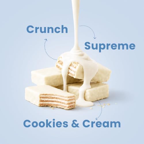 Image of SUPPLY6 Protein Wafer Bars | Cookie & Cream Flavor | Pack of 10 | Multigrain Crunchy Wafer | Vegetarian | 10g Protein | 3g Fiber | No Added Sugar | Pea Protein Based | 400 G