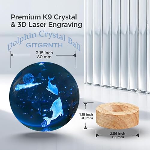 Image of 3D Dolphin Crystal Ball Night Lamp,Dolphin Crystal Ball Night Light with USB Cable Colorful LED Wooden Ball for Home Decoration Birthday Gift