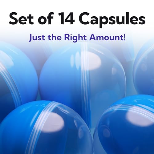 Image of Capsule Vending Machine Translucent-Blue Round Capsules Empty 14 pcs 3.9 inch - Gumball Machine Capsules Easter Basket Stuffers Birthday Gifts - Pinata Stuffers Craft Supplies Claw Machine Refills
