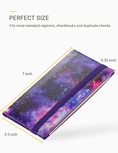 Image of Zreal Checkbook Cover for Men & Women, Premium Vegan Leather Checkbook Holder for Top & Side Tear Duplicate Checks with RFID Blocking (Starry)