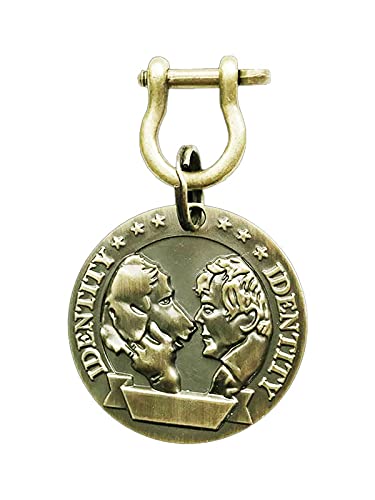 emily pets Antique Look Bronze Identity Memorial Collar Tag Cum Pendant for Dog, Metal Tag for Pet Dog Gold Round Shape