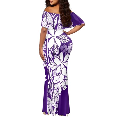 Image of Polynesian for Women S-7XL Off Shoulder Maxi Dress Hawaiian Summer Dresses