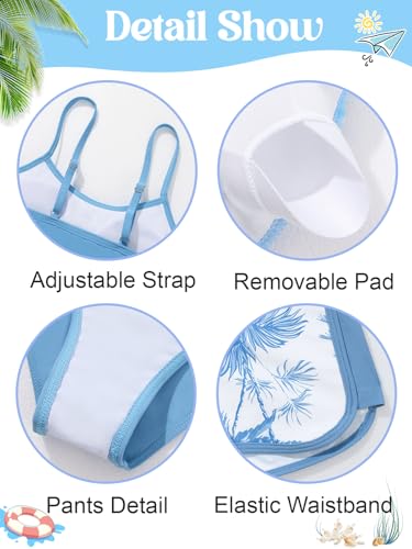 Girls 2 Piece Swimsuits with Shorts Spaghetti Strap Bikini Set Bathing Suit Beach Swimwear for Teen Girls2