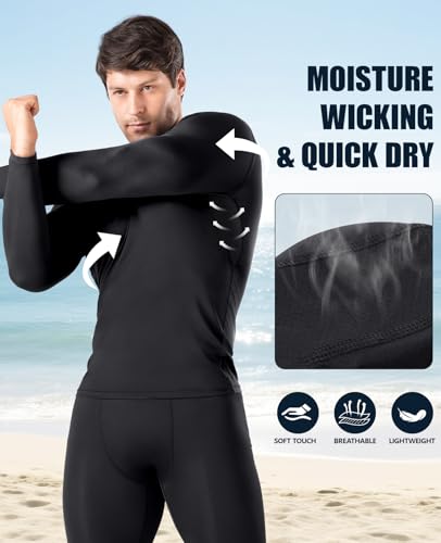 Niksa 3 Pack Long Sleeve Compression Shirts for Men Cool Dry Athletic Undershirt Workout Tops Base Layer for Running4