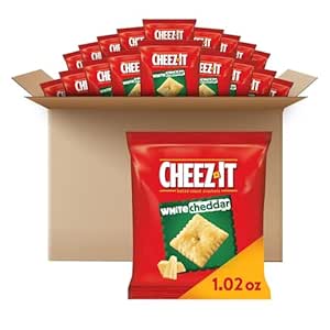 Cheez-It Cheese Crackers, Baked Snack Crackers, Lunch Snacks, White Cheddar (40 Packs)