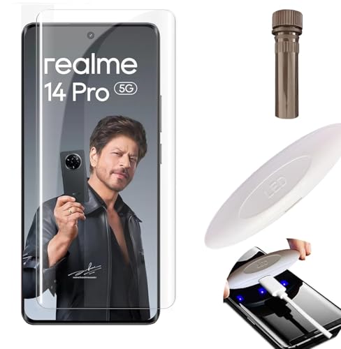 Image of NISHTECH Advanced HD+ Curved UV Tempered Glass Screen Protector Designed for Realme 14 pro 5G || Full Screen Coverage with Easy Installation Kit