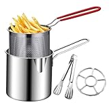 Fryer Pot - Stainless Steel with Strainer Basket | Frying Steaming Deep Pot,for Home Kitchen Restaurant RV Catering Truck Chicken Fillet French Fries