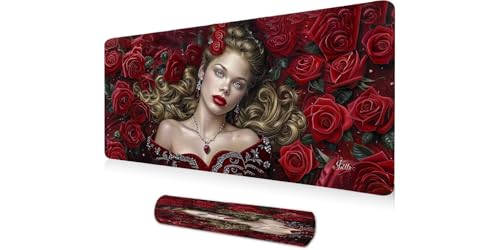 Tapis de souris XXL rose fleur 1000x500mm, une idée cadeau originale pour bureau et gamer