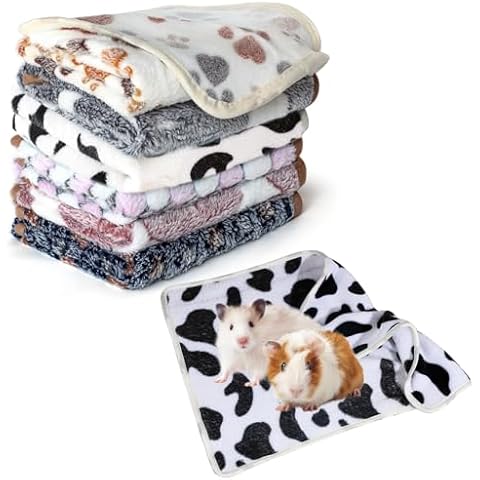 YedsIntu Absorbent Dog Blanket Guinea Pig Blankets 6 Pcs Washable Small Animal Fleece Bedding Cage Liners Reusable Pet Pee Pad Sleep Mat Pad Cover for Chinchilla Hedgehog Hamster Rabbit (16"x24") Cover