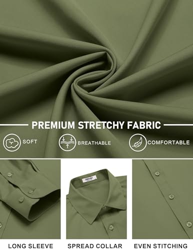 Image of COOFANDY Mens Stretch Dress Shirts Long Sleeve Button Down Shirt Regular Fit Formal Business Shirts