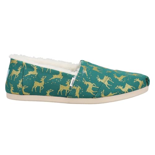 TOMS Womens Alpargata Graphic Cozy Slip On Flats Casual - Green